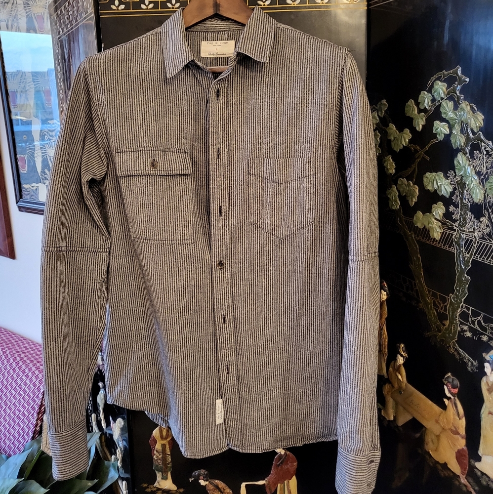 Rag & Bone gray striped button up
